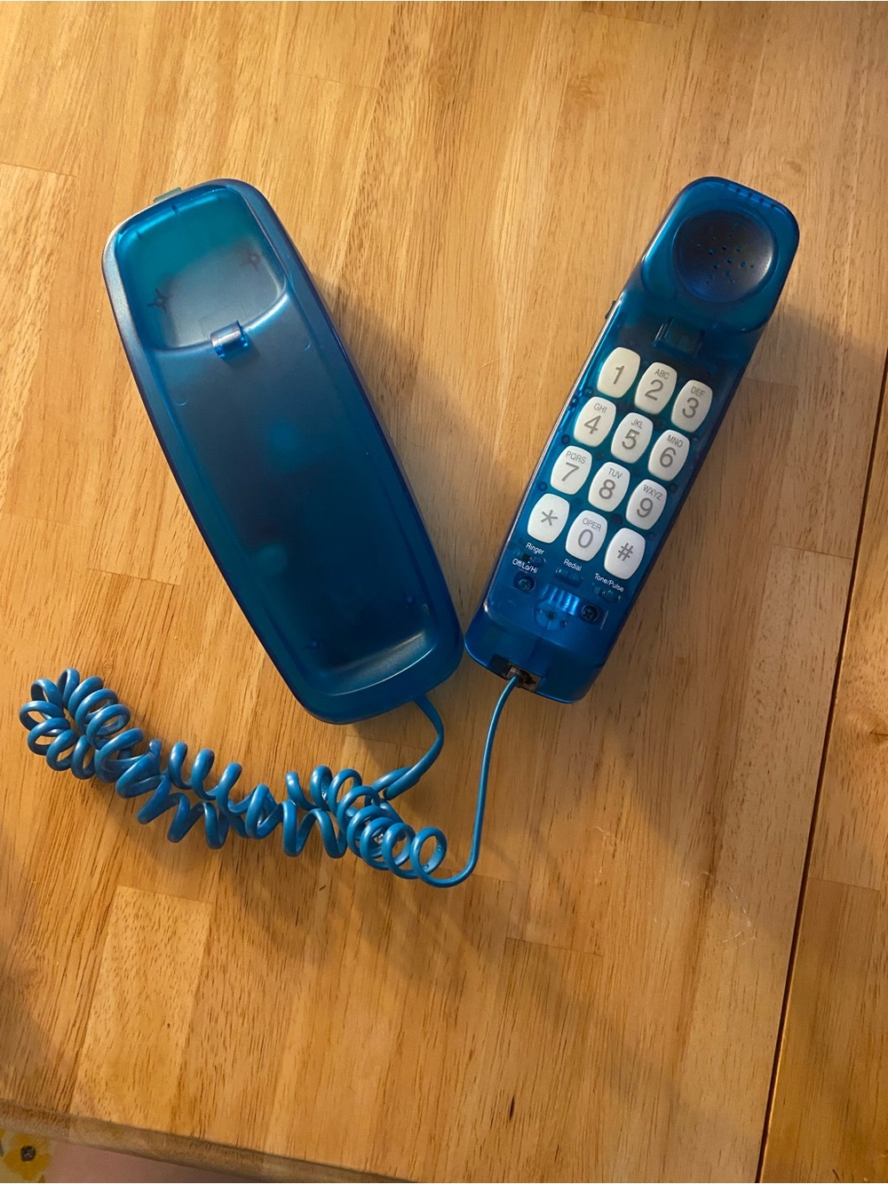Vintage Conair Landline Phone Blue See Through Push Button PR5001 (untested)